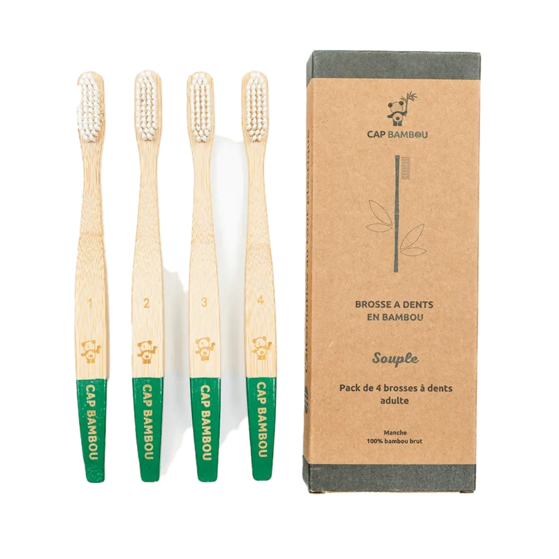 Cepillo de Dientes Suave x4 Cap Bambou