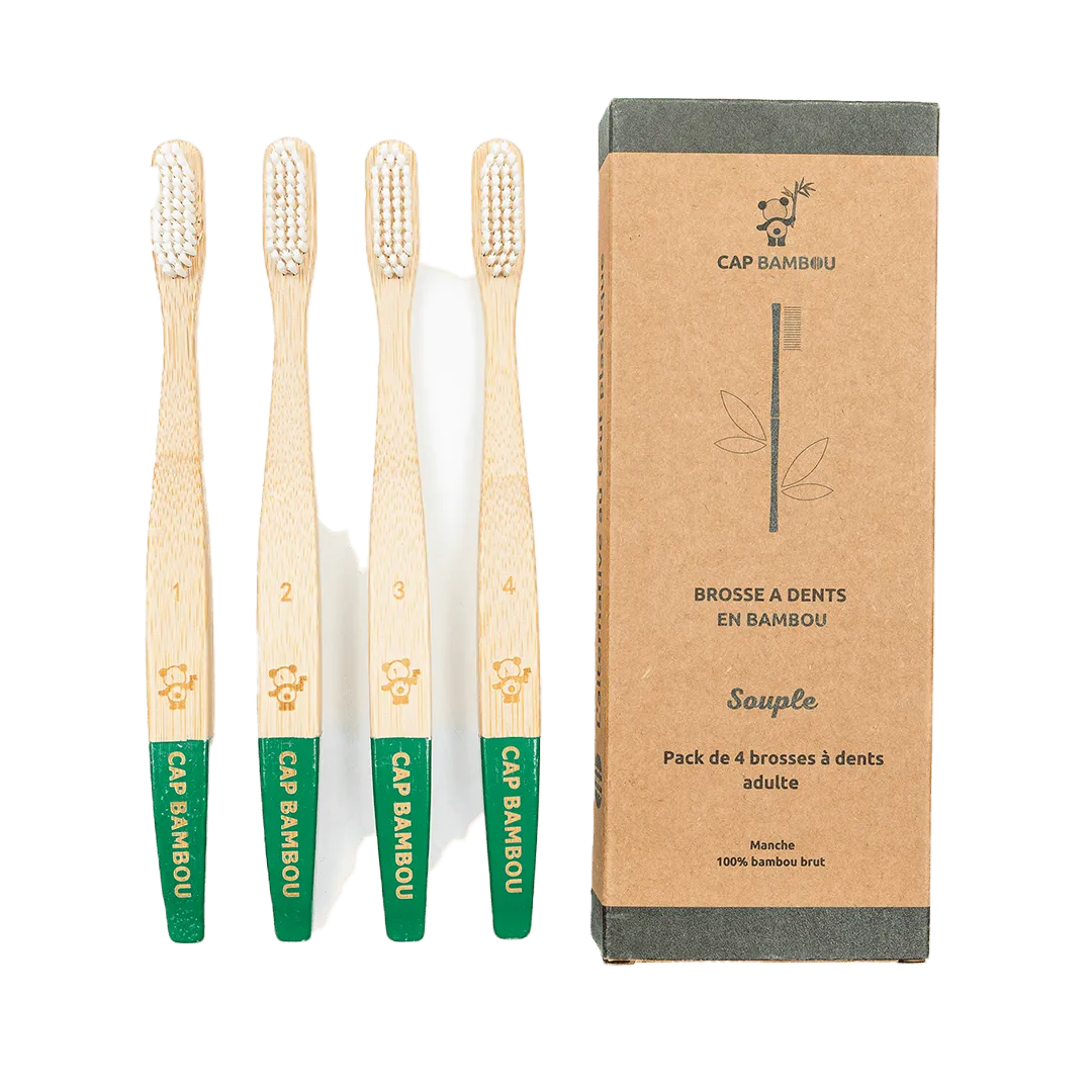 Cepillo de Dientes Suave x4 Cap Bambou